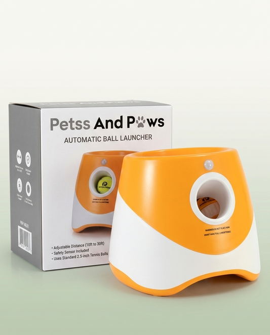 Petss & Paws Fetch Launcher™ Includes 6 Premium Tennis Balls - Hands-Free Fetch for High-Energy Dogs.